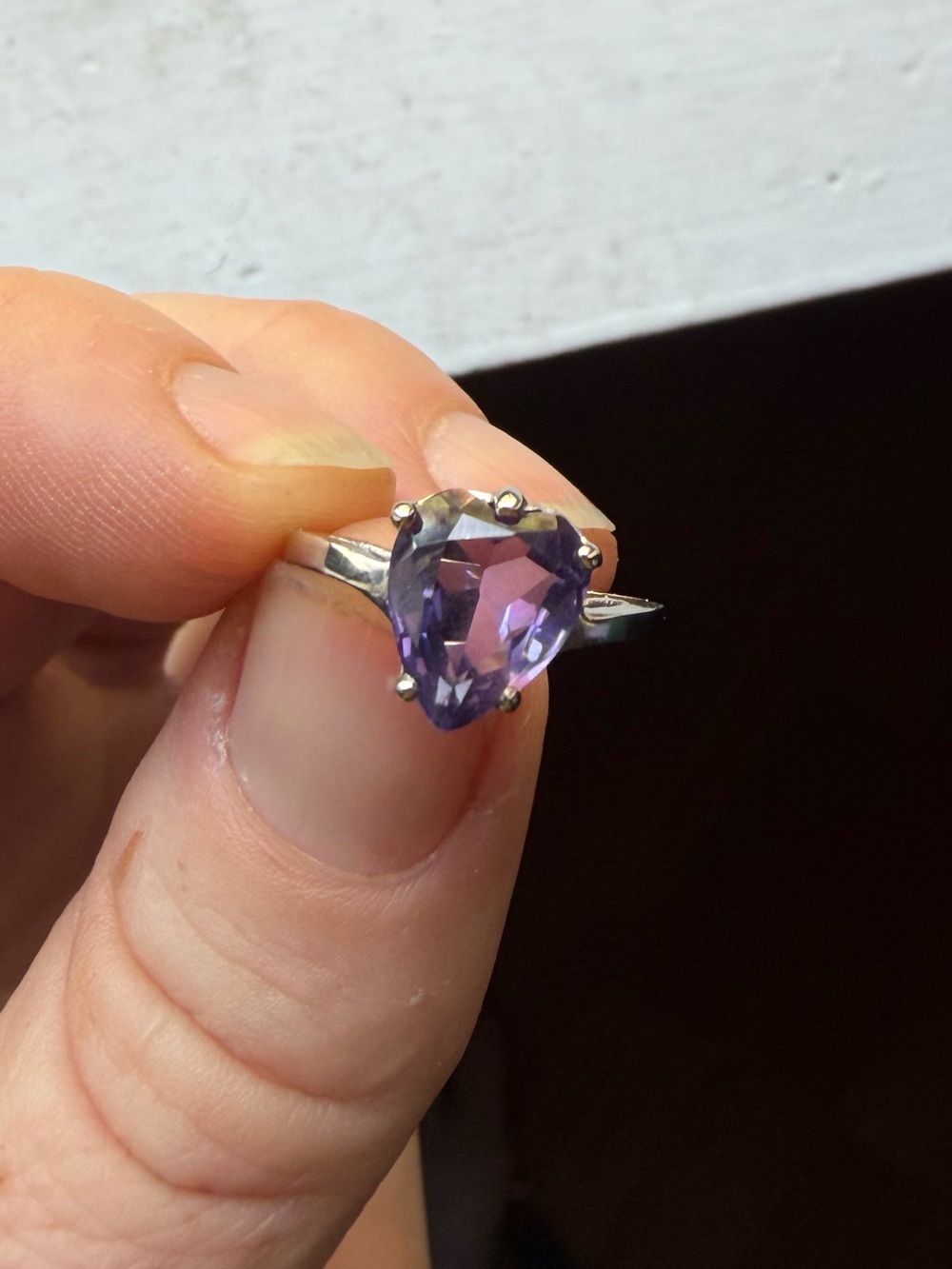10k Stamped Gold Amethyst Stone Cocktail Ring Size 6